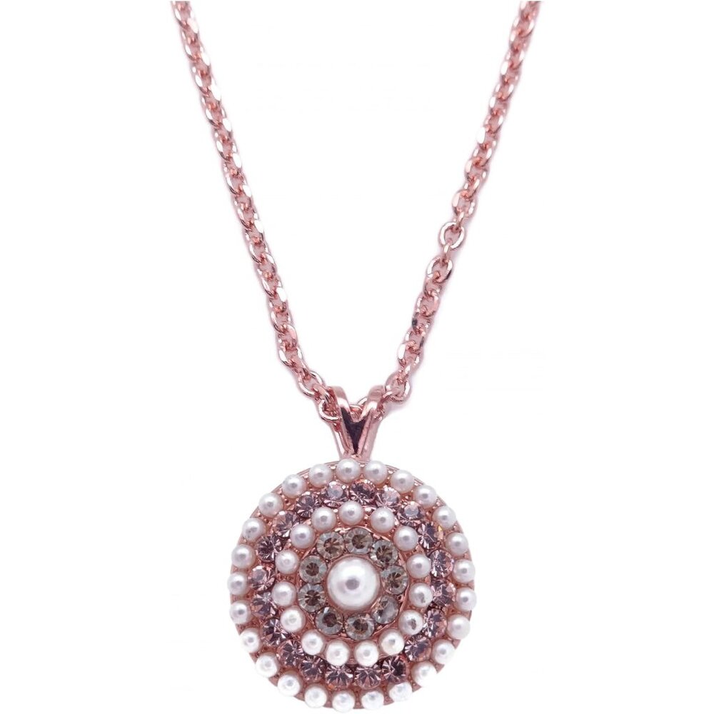 Mariana Cookie Dough Rose Gold Peach Pearl Mix Circle Pendant Necklace 1144 NWT